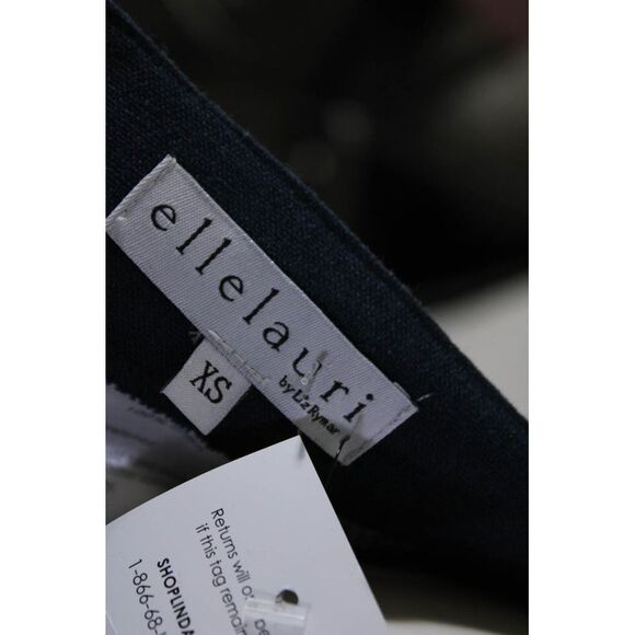 Ellelauri Womens Zip Closure Flat Front Straight Leg Linen Pant Navy Blue Size X - Picture 5 of 6